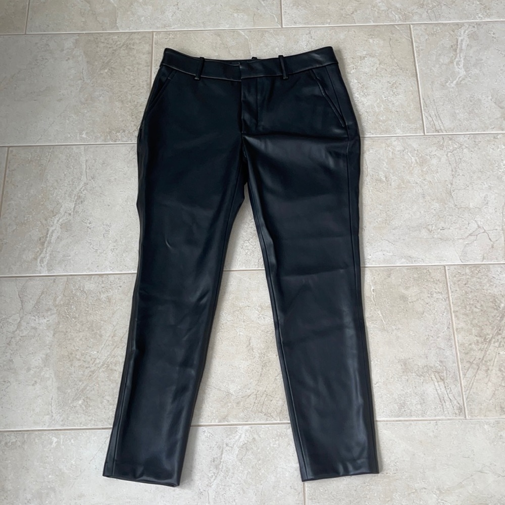 Zara black faux leather chinos, size 6